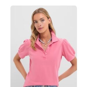 NWT Tuckernuck Pink Pique Puff Sleeve Peggy Polo